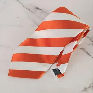 Giorgio Armani leuchtend orange und weiß Seide gestreift Herren Standard Krawatte - Bild 1 von 6