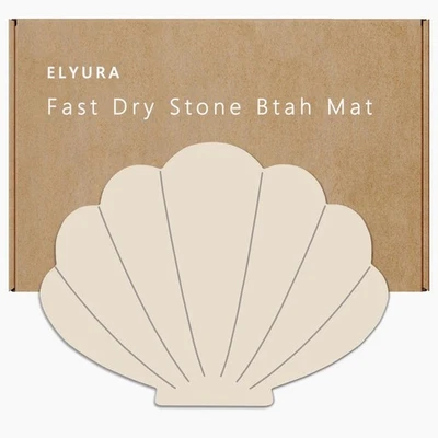 Alfombra de baño de piedra de diatomita con forma de carcasa alfombra de ducha de secado rápido, antideslizante, fácil de... Foto 1 de 4