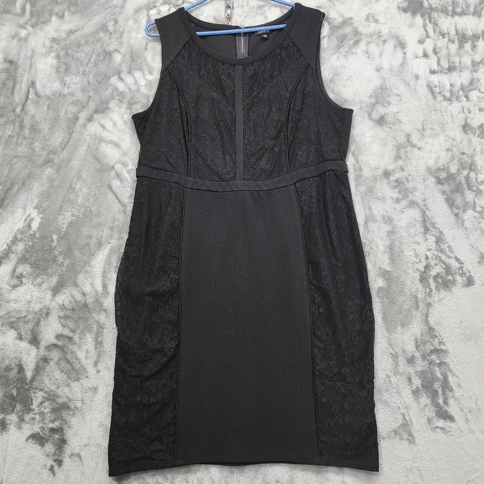 Vestido tórrido feminino 18 preto floral renda bodycon bainha sem mangas zíper festa - Imagem 1 de 4
