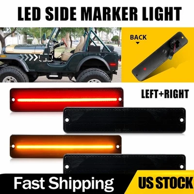 4X luzes indicadoras laterais de LED traseiras dianteiras fumê para picape Jeep J10 J20 1974-1987 - Imagem 1 de 4