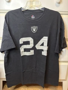 Mens XL Majestic Raiders Marshawn Lynch Jersey T-Shirt Black - Picture 1 of 5