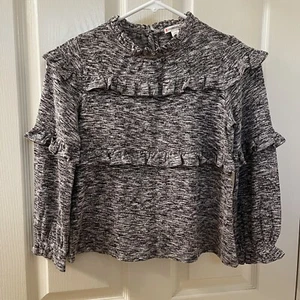 Crewcuts Ruffle Pullover in Superfine Yarn Heather Speckled Gray Girls SZ 10 NWT - Picture 1 of 13