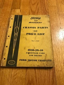 Genuine Original 1938-1940 Ford Mercury Car Truck Parts List Catalog Manual - Picture 1 of 3