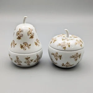 Caja de baratijas Royal Porzellan Bavaria KPM hecha a mano porcelana pera y manzana con tapa - Imagen 1 de 12