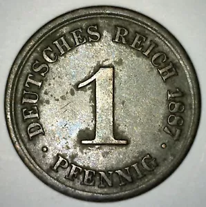 1887 D Germany Pfennig Copper German Coin Extra Fine - Picture 1 of 2