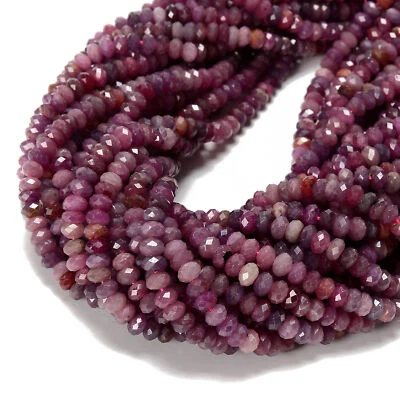 Natural Ruby Faceted Rondelle Beads Size 3x5mm 3x6mm 4x6mm 4x7mm 15.5'' Strand - Image 1 of 3