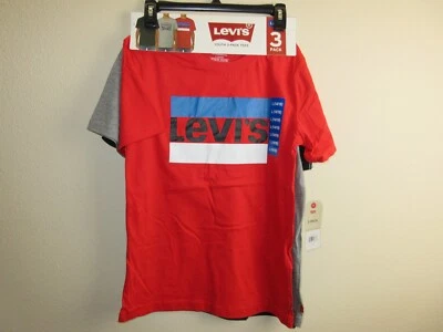 Paquete de 3 camisetas LEVI’S Youth, rojas, grises, negras - talla L (14/16) (nuevo con etiquetas) Foto 1 de 4