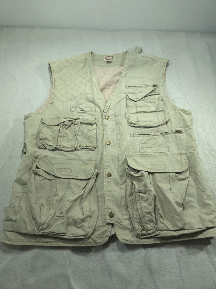 Chaleco Vintage Banana Republic Para Hombres Grande Beige Chaqueta Safari Utilidad Tiro Años 80 Foto 1 de 4