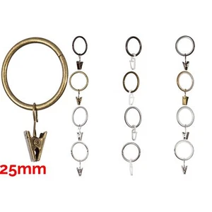 Curtain Metal Rings & Clips or Plastic Hooks For 25mm Pole/Rod 4Color & 3Type - Picture 1 of 13