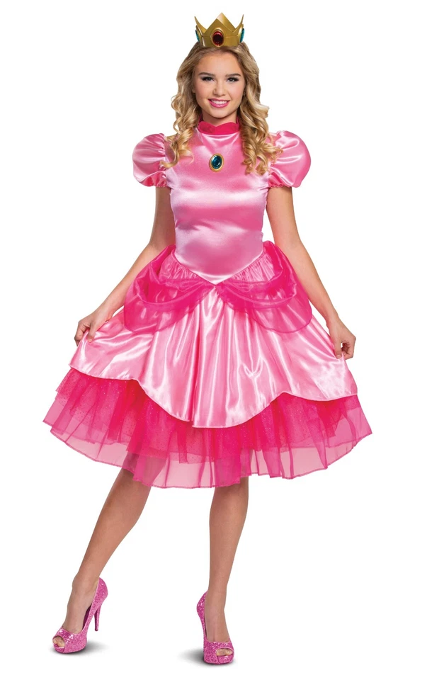 Super Mario Bros Deluxe Princess Peach Costume Womens Nintendo Licensed Medium