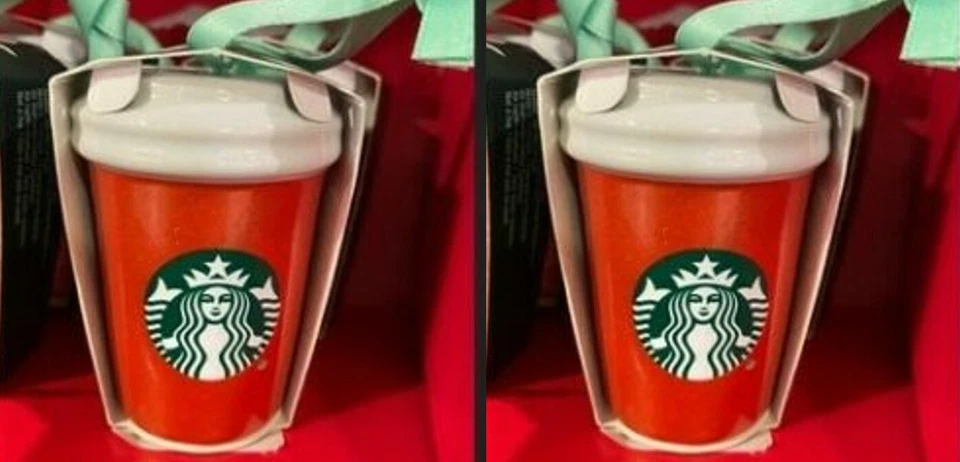 Lote Juego de 2 Adornos de Navidad Starbucks 2020 Vacaciones Rojo Brillo Foto 1 de 1