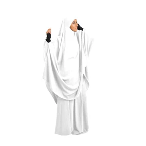 Khimar Caftan Muslim Women Two Piece Set Islamic Prayer Dress Ramadan Eid Kaftan - Picture 1 of 22