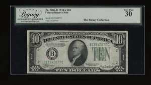 DBR 1934-A $10 FRN New York Fr. 2006-B Legacy 30 Serial B12542077C - Picture 1 of 2