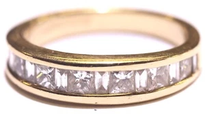 Kallati 14k yellow gold .94ct Natural princess diamond wedding band ring 3.6g 6 - Picture 1 of 17
