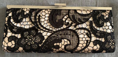 Style & Co Gold and Black Lace Clutch Handbag 10.5” x 4.5” - Image 1 of 4