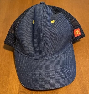 McDonalds Rubber Side Logo Snapback Hat Baseball Cap Employee Uniform Blue EUC - Picture 1 of 11