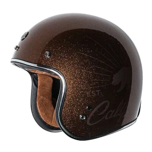Open Face Cruiser Cafe Retro Vintage Motorcycle Helmet Brown Metallic Grizzly S - Bild 1 von 1