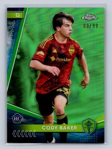 2024 Topps Chrome MLS #115 Cody Baker (RC) Green Refractor 09/99-Seattle - Picture 1 of 2