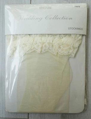 Fab Iberis 5 Inch Deep Lace Top Lustrous 'Wedding Collection' Ivory Stockings - Image 1 of 4