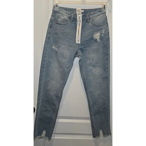 Princess Polly raw hem jeans US sz 2 distressed skinny - Picture 1 of 4