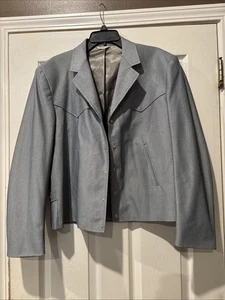 Mesquite Niver Blazer Mens 46R Gray Western Wear Snap Button Jacket Sport Coat - Picture 1 of 12