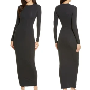 Neu mit Etikett Skims Fits Everybody Langarmkleid Rundhalsausschnitt Onyx Größe XS Einzelhandel 90 $ - Bild 1 von 5