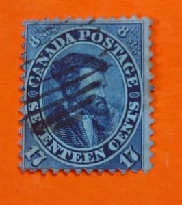 Canada Issue 1859, Jacques Cartier,17cts Stamp, Scott# 19 Used 3Cts(1505-8) - Picture 1 of 2