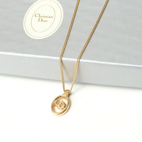 Y0715 Christian Dior collana vintage logo oro marcato usata