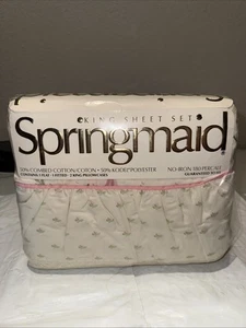 4 pc VTG Springmaid King Sheet set W/Pillowcases Floral 78"x80" No Iron NOS - Picture 1 of 8