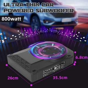 Subwoofer activo bajo asiento 10" 800 vatios + juego de cables altavoz coche caja de graves - Imagen 1 de 11