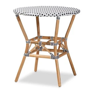 Baxton Studio Tavor Black and White Weaving and Rattan Dining Table - Picture 1 of 9