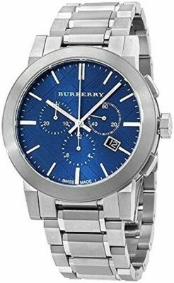 Совершенно новый Burberry BU9363 из нержавеющей стали синий чекерный циферблат мужские часы - Изображение 1 из 2