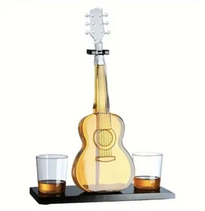 Guitar Whiskey Decanter, Mahogany Base - Wine Aerator 1000 ML Glass Decanter - Picture 1 of 5