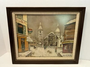 Firmado Óleo Sobre Lienzo Maurice Utrillo Nieve Sobre Montmartre Colección Privada 18x23 - Imagen 1 de 23