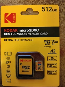 Tarjeta de memoria Kodak micro SDXC 512 GB ULTRA RENDIMIENTO 4K Ultra HD - Imagen 1 de 1