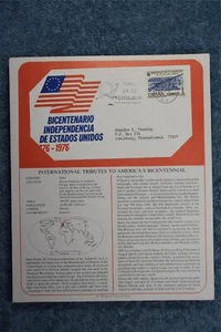 1975 Tributes to America's Bicentennial Souvenir Card - Spain - Picture 1 of 1