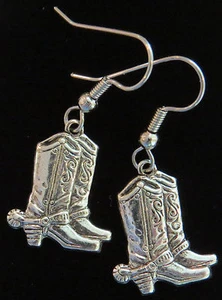 Botas de Vaquero Pendientes Oxidados Mate Plata Espuelas Country Western Bota Vaquera - Imagen 1 de 3