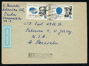 Russland UdSSR Luftfahrt 1963 Brief Luftpost an US Paterson schöner Zustand!!! - Bild 1 von 3