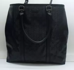 Gucci 223668 Diamante GG Monogram Black Leather Tote Shopper Bag FREE SHIPPING - Picture 1 of 8