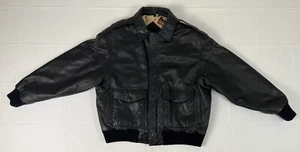 Preston & York Herren weiche Leder Bomberjacke groß schwarz Karte gefüttert Vintage - Bild 1 von 20