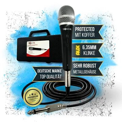 Mikrofon Set dynamisch 5 Meter langes Kabel Klinke Stecker 635mm Universal Ha... - Bild 1 von 4