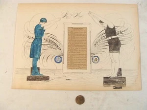 Antique 1911 Peter Haverly Brooks Folk Art Calligraphy Drawing 1 - Picture 1 of 10