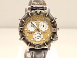 VINTAGE RARE ST.STEEL 38mm MEN'S QUARTZ ALARM CHRONOGRAPH WATCH"CAMEL" TROPHY - Picture 1 of 13