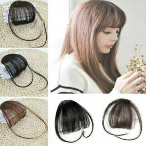 Thin Neat Air Bangs Remy Hair Extensions Clip in on Fringe Front Hairpiece‹