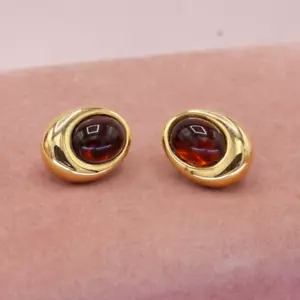 Vintage Napier Gold Burgundy Red Glass Rhinestone Adjustable Clip-on Earrings - Picture 1 of 13