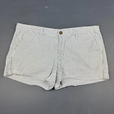 Pantalones Cortos Merona Para Mujer 14 Gris Blanco Rayas Algodón Chino Preppy Informal Clásico Foto 1 de 4