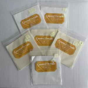 Counted Threads Cross Stitch Fabric Lot of 6 Packs Aida 18 and 22 White Beige - Picture 1 of 4