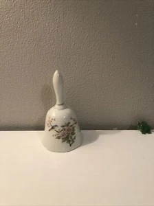 TAKAHASHI  Porcelain Bell Blue Birds Pink Flowers 5.75” Japan￼ - Picture 1 of 10