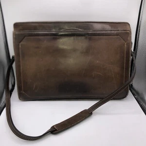 Vintage Joseph Daniel Handbags N.Y.C. Brown 16” x 11” Leather Briefcase Bag - Picture 1 of 15