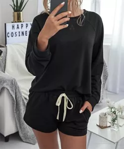 Hope Horizon Black Long-Sleeve Top & Drawstring Shorts Size-XL - Picture 1 of 1